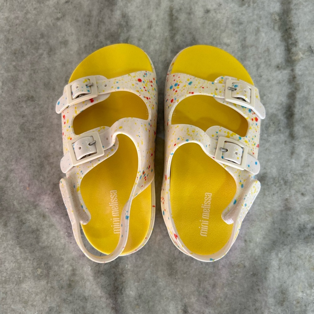 New Mini Melissa Girl's Wide II Double Buckle Sandal Multi Spot Size 9